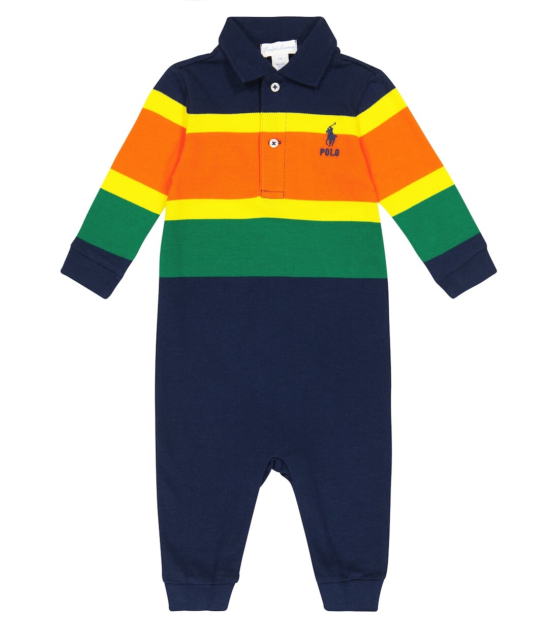 

Детский комбинезон из хлопкового пике в полоску Polo Ralph Lauren Kids, мультиколор