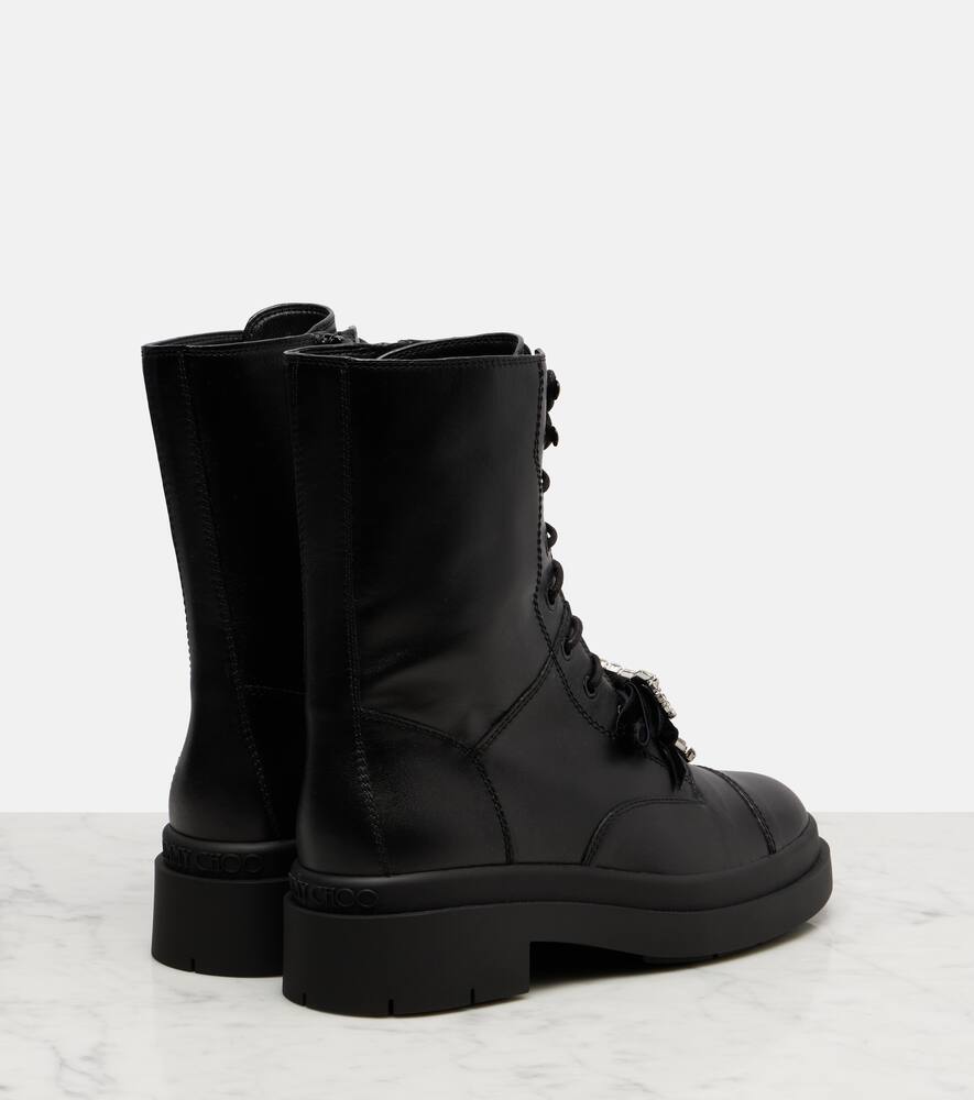 Ботинки Averi на шнуровке из кожи с бантиком Jimmy Choo, Black/Crystal — фото 2