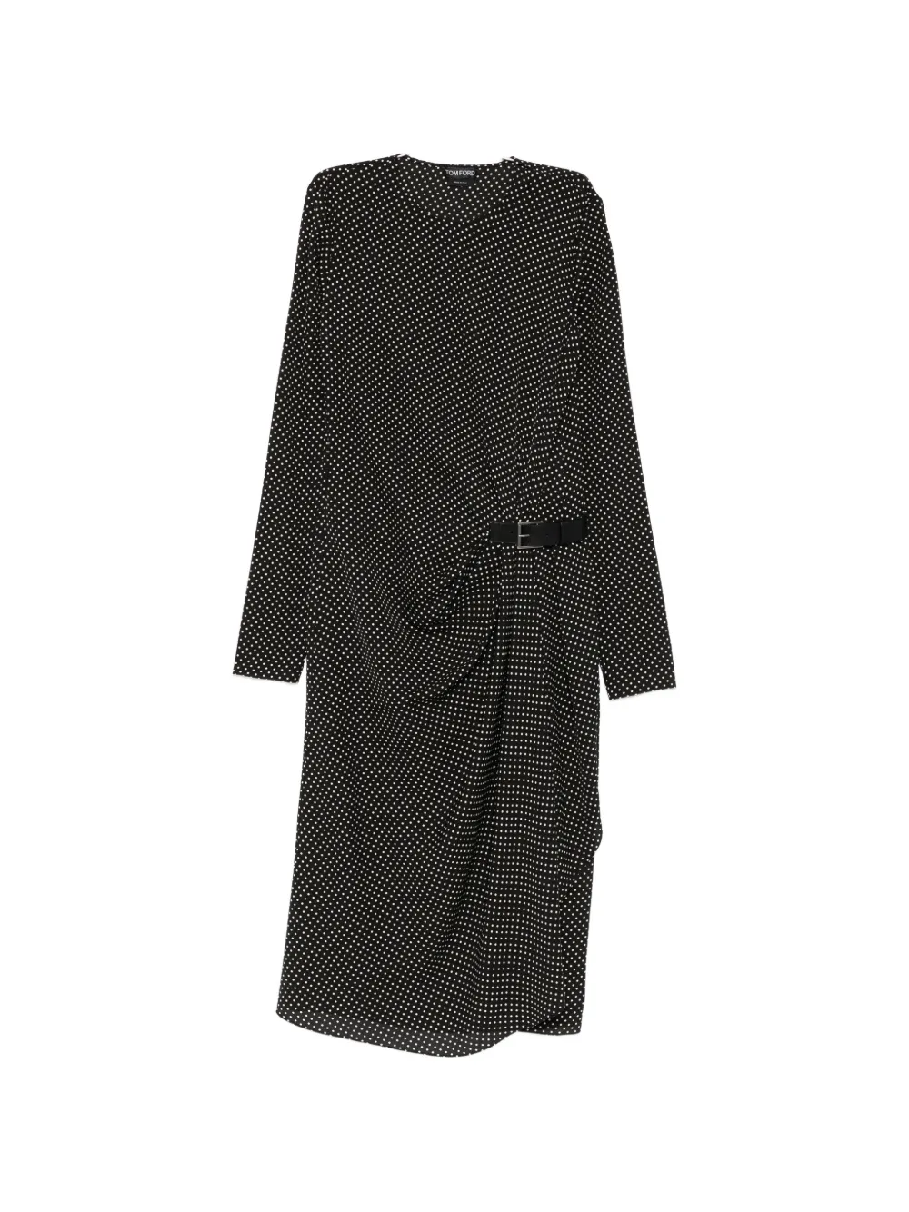

Платье миди в горошек с поясом Tom Ford, черный