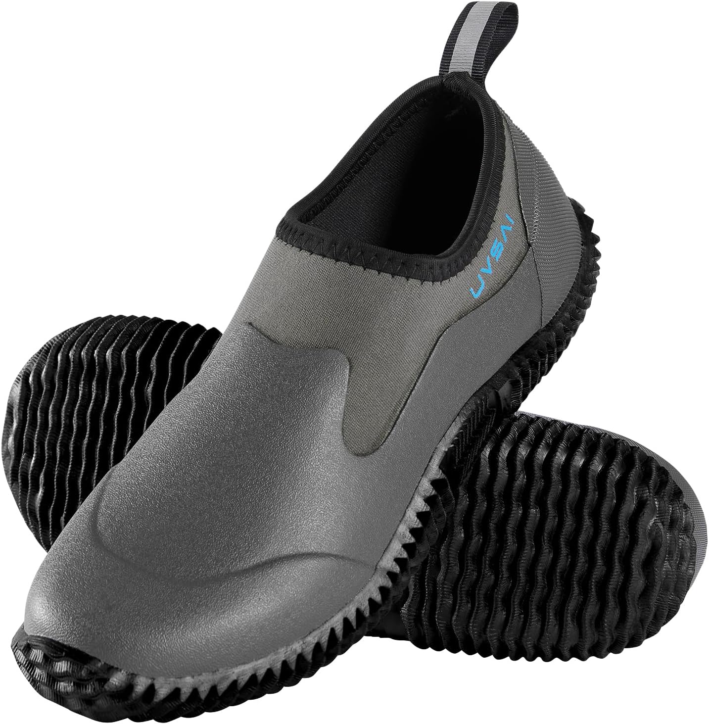 

Мужские водонепроницаемые садовые ботинки-дождевики, слипоны для садоводства, фермерства, кемпинга, ухода за газоном и работы во дворе Uvsai, черный/серый