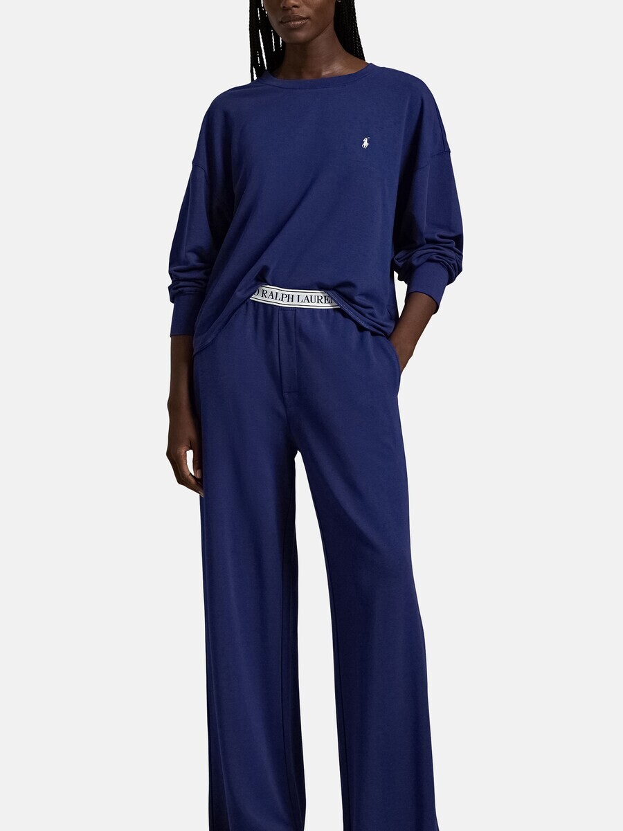 Пижама Polo Ralph Lauren Pajama Sweatshirt & Wide Leg Set - Club Terry, темно-синий — фото 2