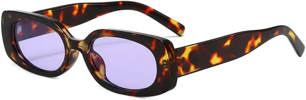 

Модные маленькие прямоугольные солнцезащитные очки для женщин в стиле ретро, ​​конфетные цвета, защита от УФ-излучения UV400 для мужчин TYUVIVO, Leopard Purple