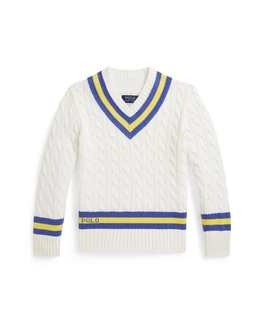 Свитер "Культовый крикет" для мальчиков 2-7 лет Polo Ralph Lauren, белый — фото 4