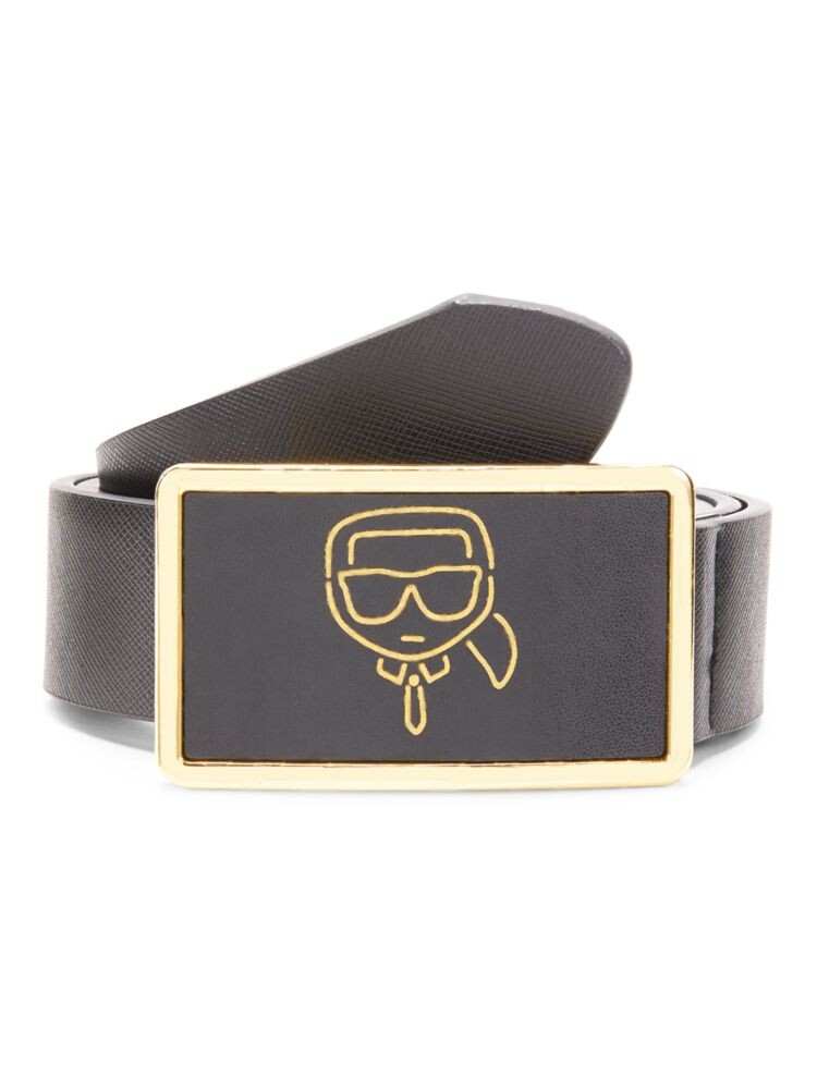 

Кожаный ремень KL с бляшкой в виде головы Karl Lagerfeld Paris, цвет Black Gold