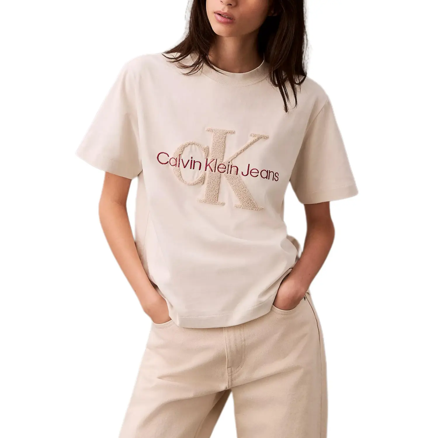 Calvin Klein Футболка женская розово-белая — фото 3