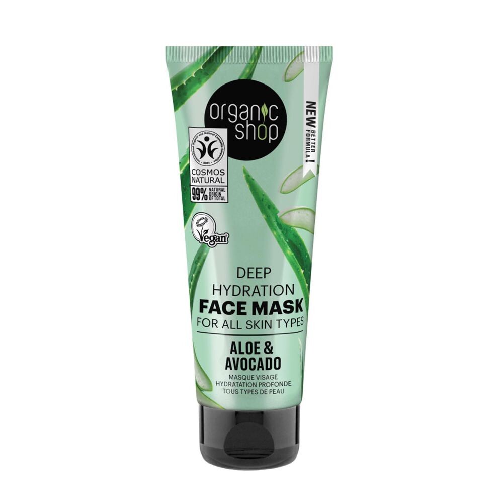 

Маска для лица Mascarilla facial de hidratación profunda aloe y aguacate Organic shop, 75 мл