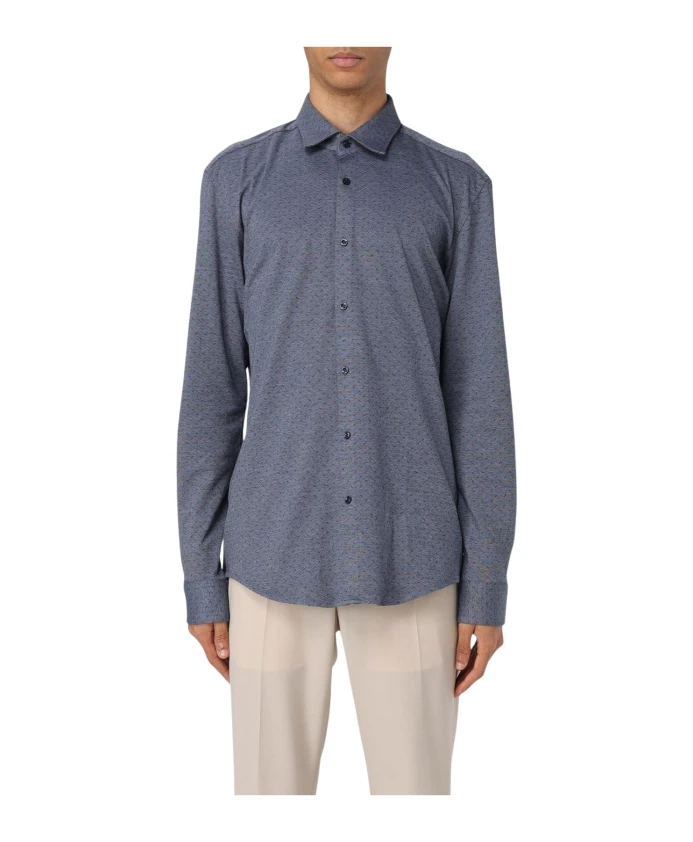 

Стильная рубашка с длинными рукавами и принтом, синего цвета. Hugo, синий