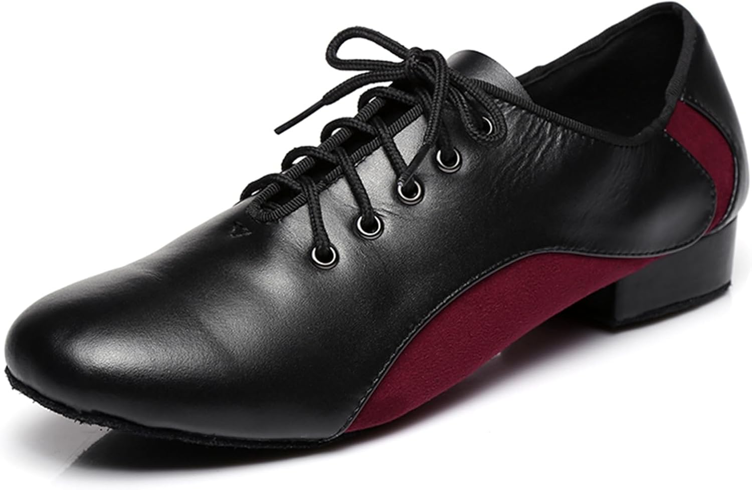 

Мужские кожаные танцевальные туфли с низким каблуком для бальных, латинских, сальсы, танго, вечеринки, свадьбы и тренировок, профессиональные Zhcrcfirm, черный/красный