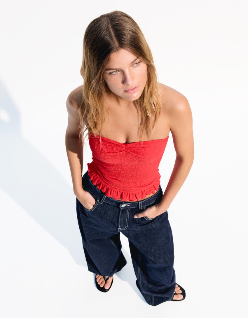 

Текстурированный топ-бандо Bershka, красный