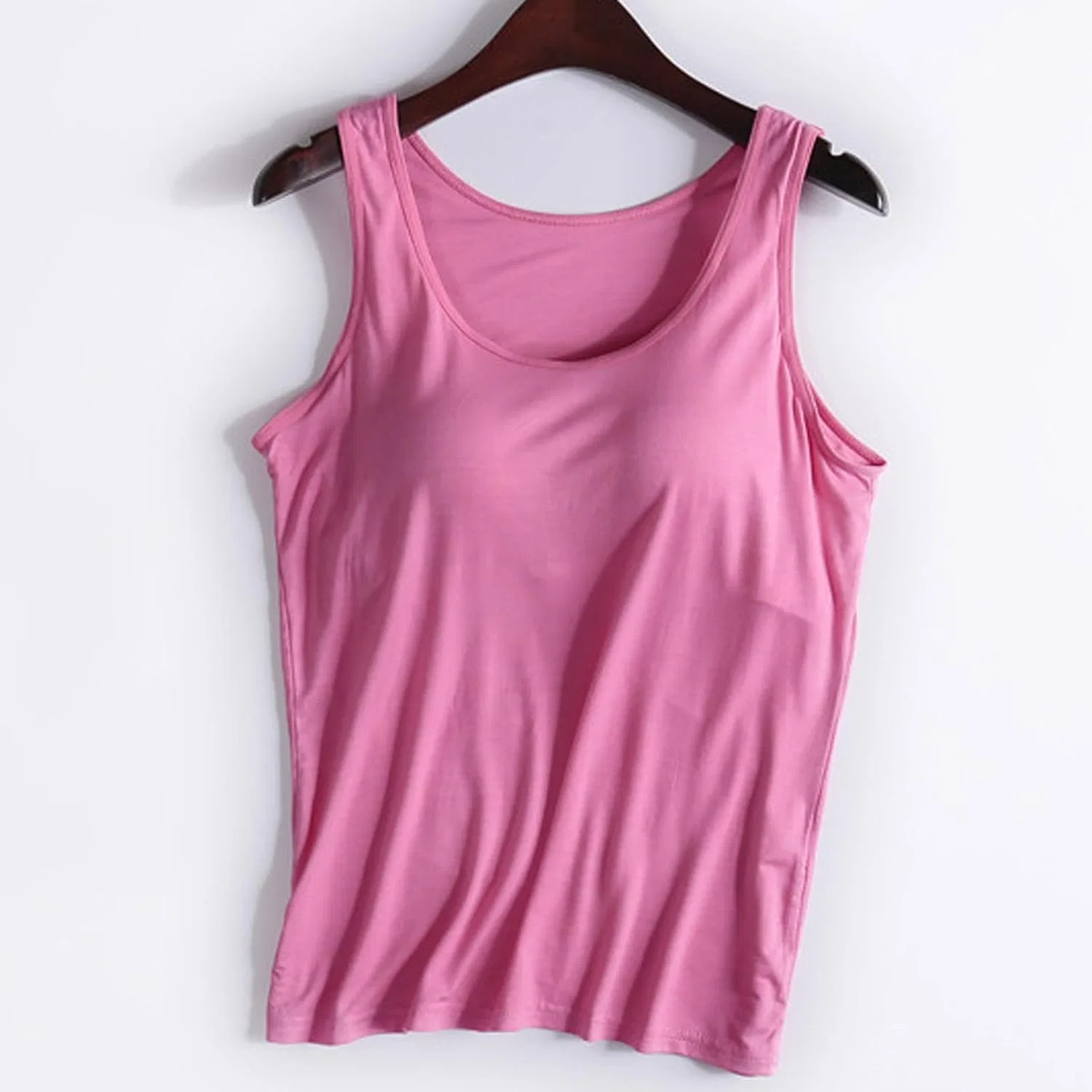 Женский топ-танк с встроенным бюстгальтером, модал, Hot Pink#01 — фото 2