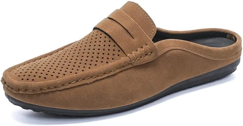 Мужские лоферы из замши с перфорацией, Brown