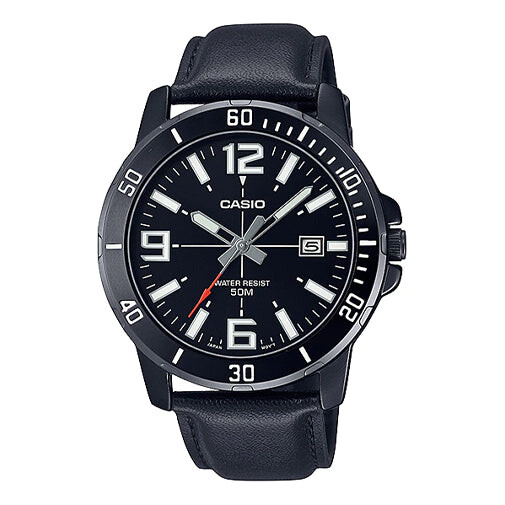 

Часы Men's CASIO Dress Series Classic Minimalistic Exquisite Fashion Watch 45mm 50m Waterproof Strap Mens Black Analog, черный