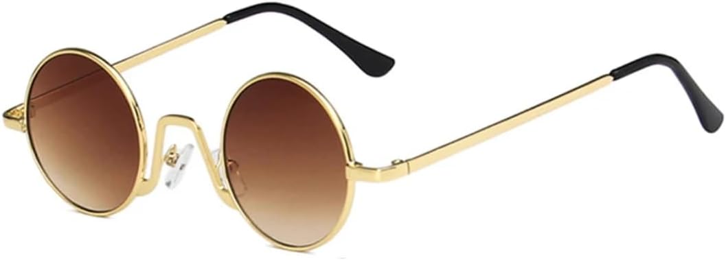 

Солнцезащитные очки с защитой UV400 | Маленькая круглая металлическая оправа в стиле панк | Для женщин и мужчин | Для занятий спортом на открытом воздухе и вождения DSVIGF, Gold Tea