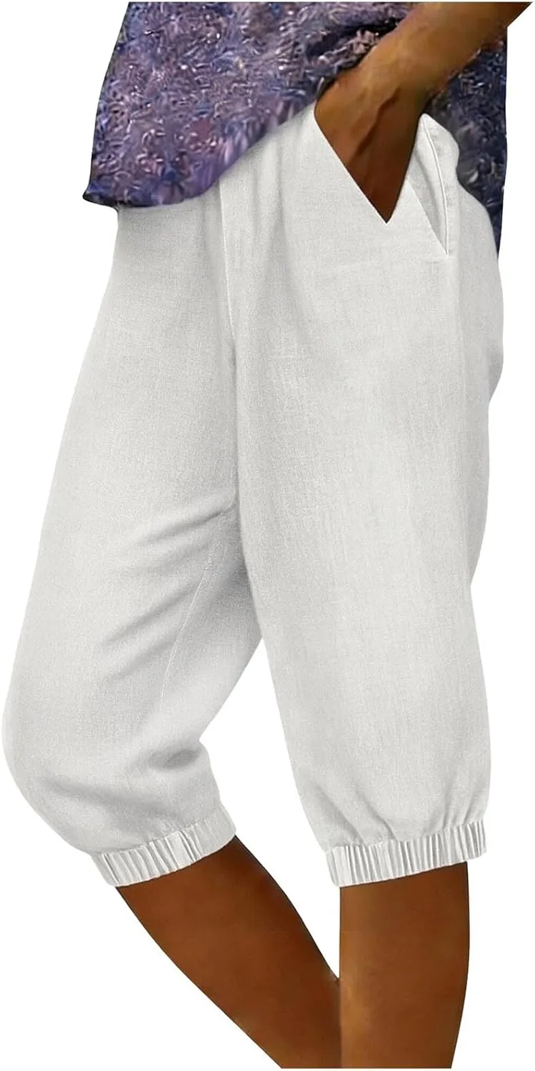 

HGps8w женские капри из искусственного денима с эластичным поясом для лета и тренировок