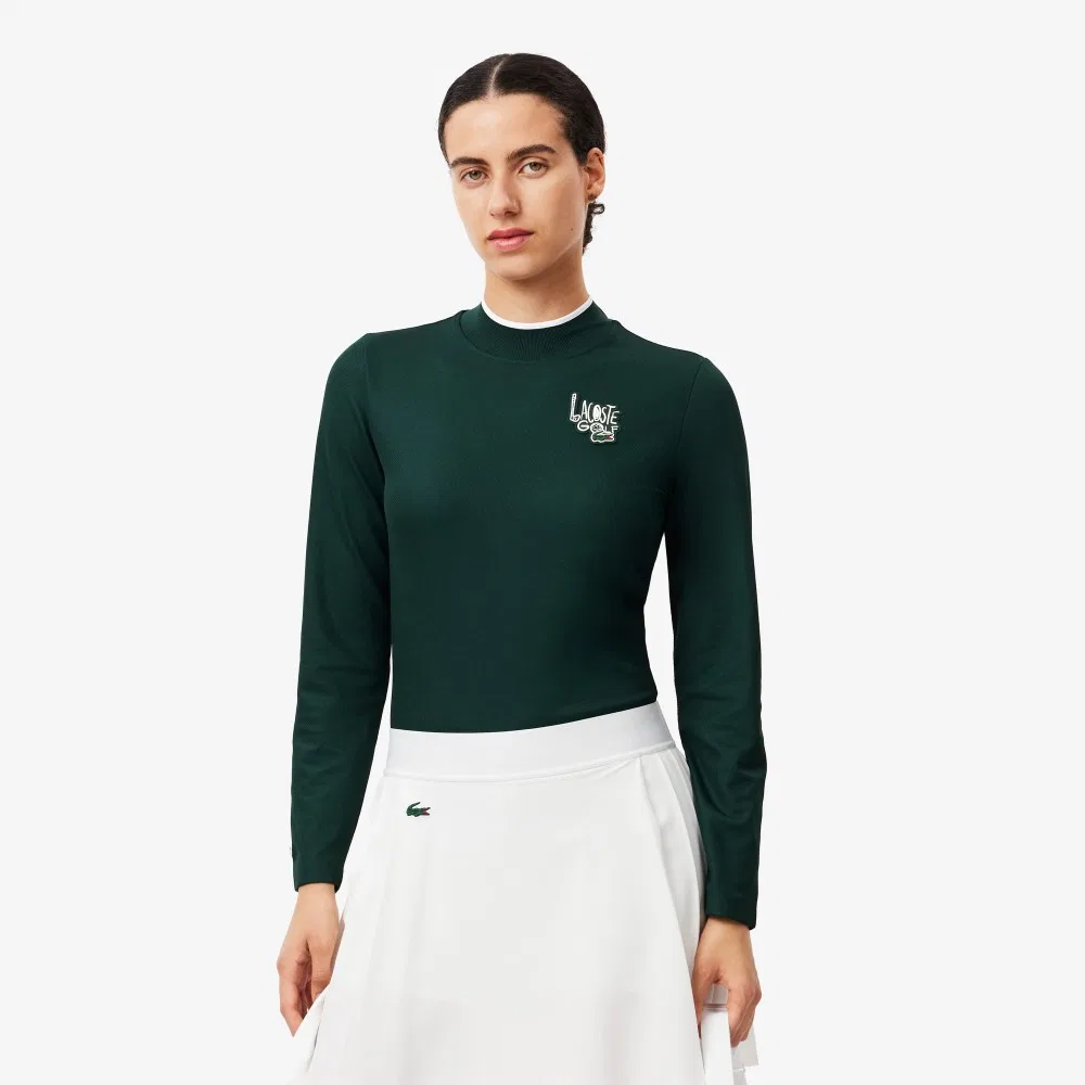 Футболка Lacoste с длинным рукавом, графический принт, глубокий зелёный