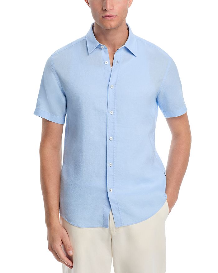 

Рубашка Slim Fit из эластичного льна Roan BOSS, синий
