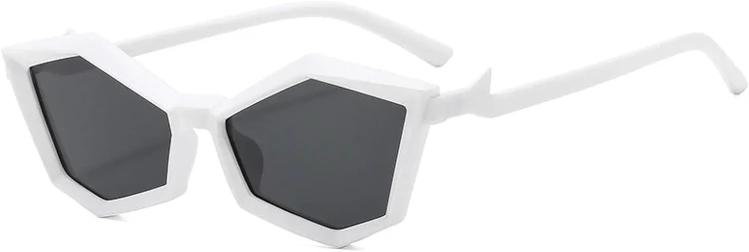 

Модные солнцезащитные очки с многоугольной формой для мужчин и женщин, в стиле панк, для уличной фотографии, солнцезащитные очки UV400 TKKTLLT, White Gray