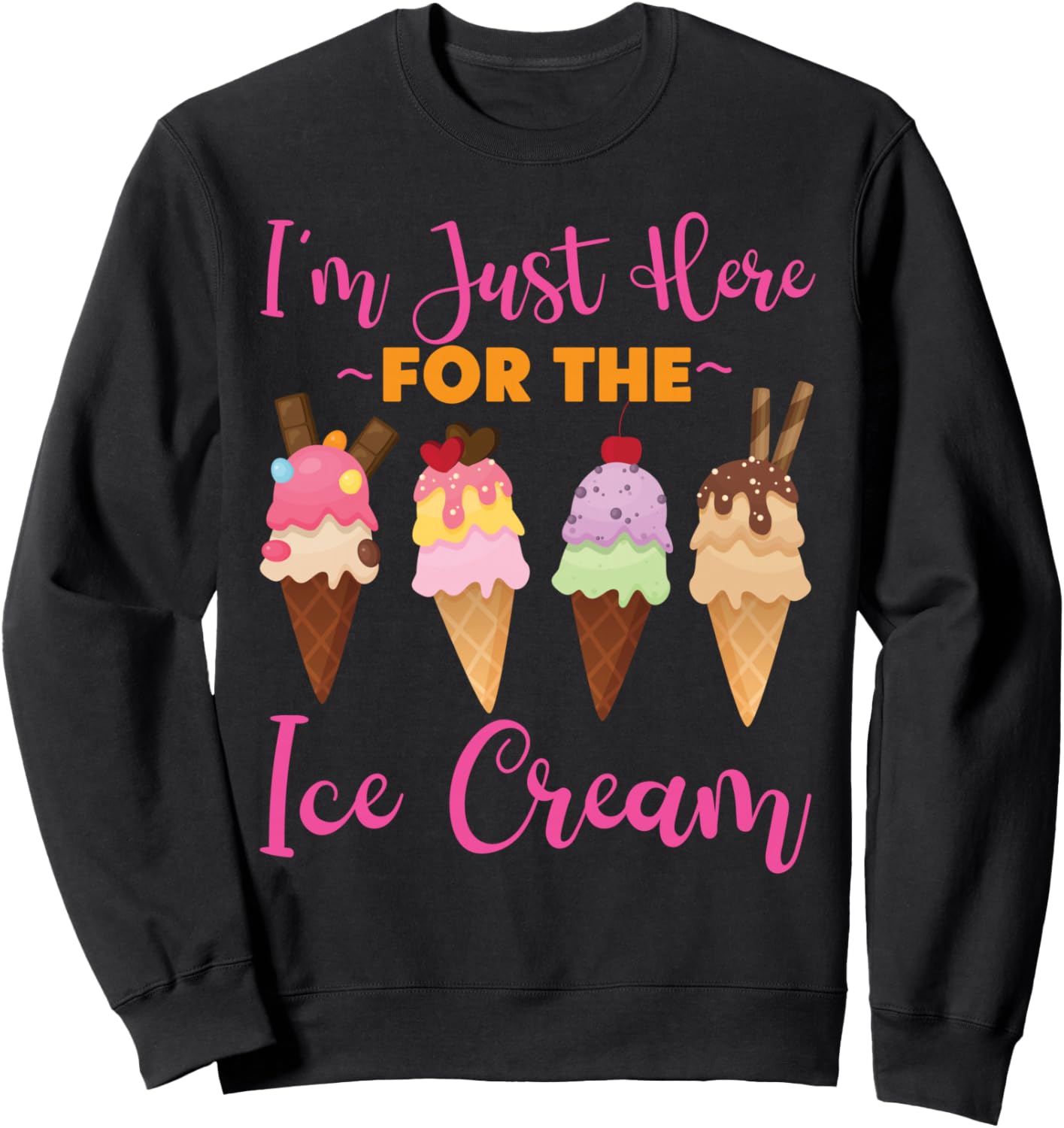 

Толстовка с надписью Я здесь только ради мороженого в виде рожка мороженого Cute Ice Cream Lover Boy Girl Hs0, черный