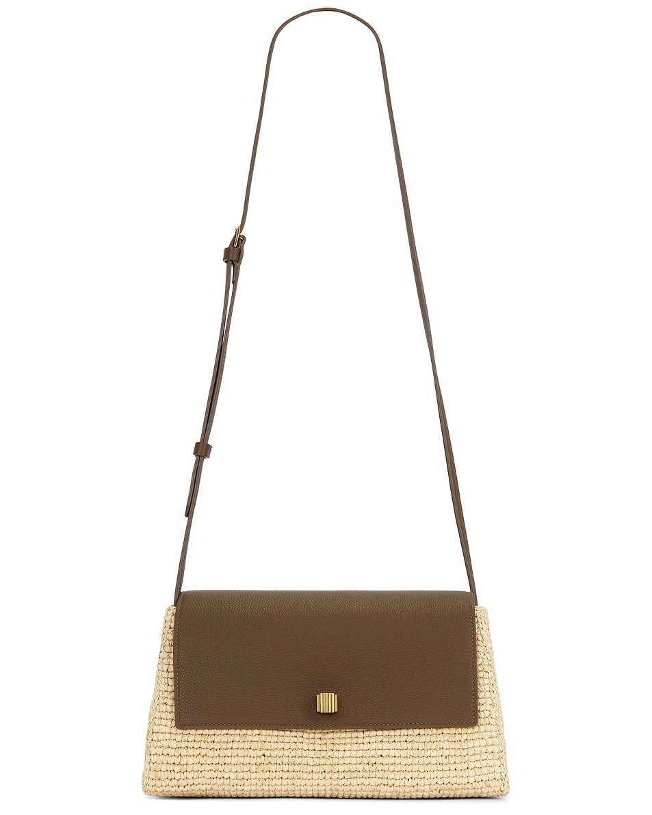 

Audrey Raffia Crossbody Bag Khaite, Natural & Olive
