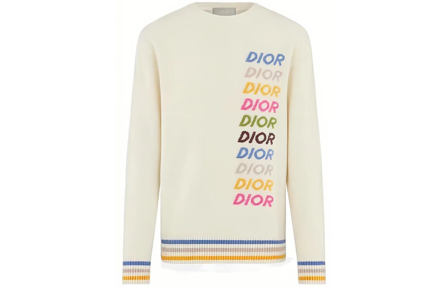 DIOR Свитер мужской Ecru с круглой горловиной Moderate Others