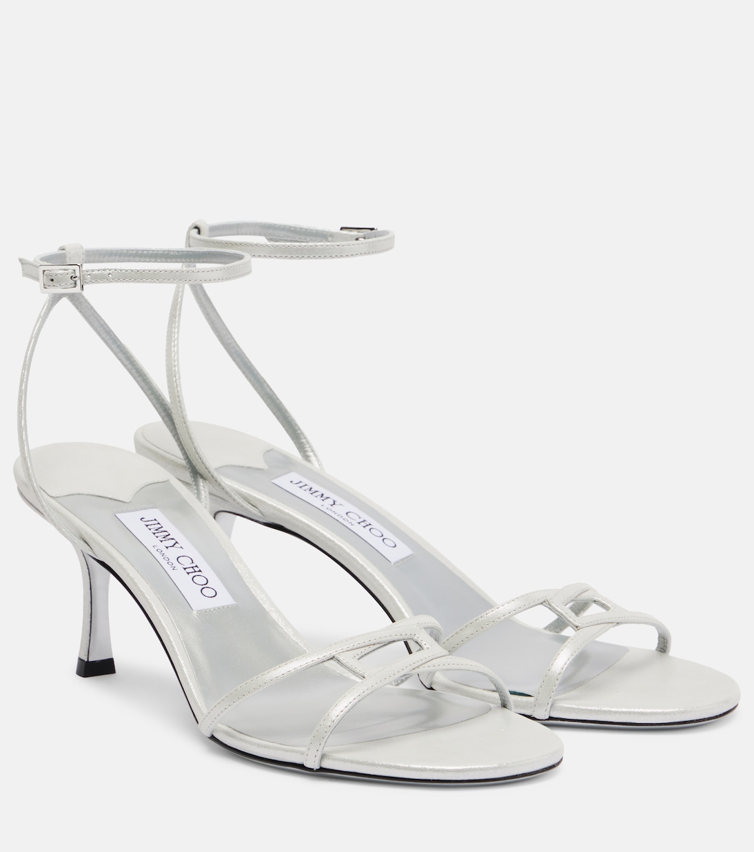 Кожаные сандалии Leo 65 Jimmy Choo, серебряный