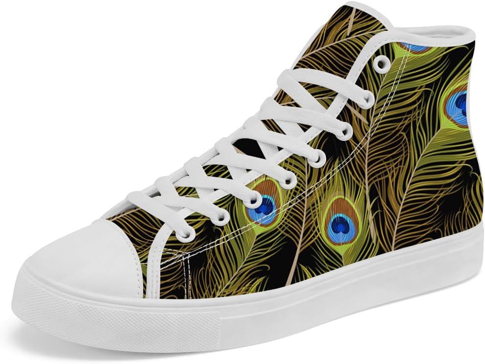 

Высокие кеды из холста с рисунком павлина, шнуровка, повседневная обувь для женщин и мужчин Chebing, зеленый
