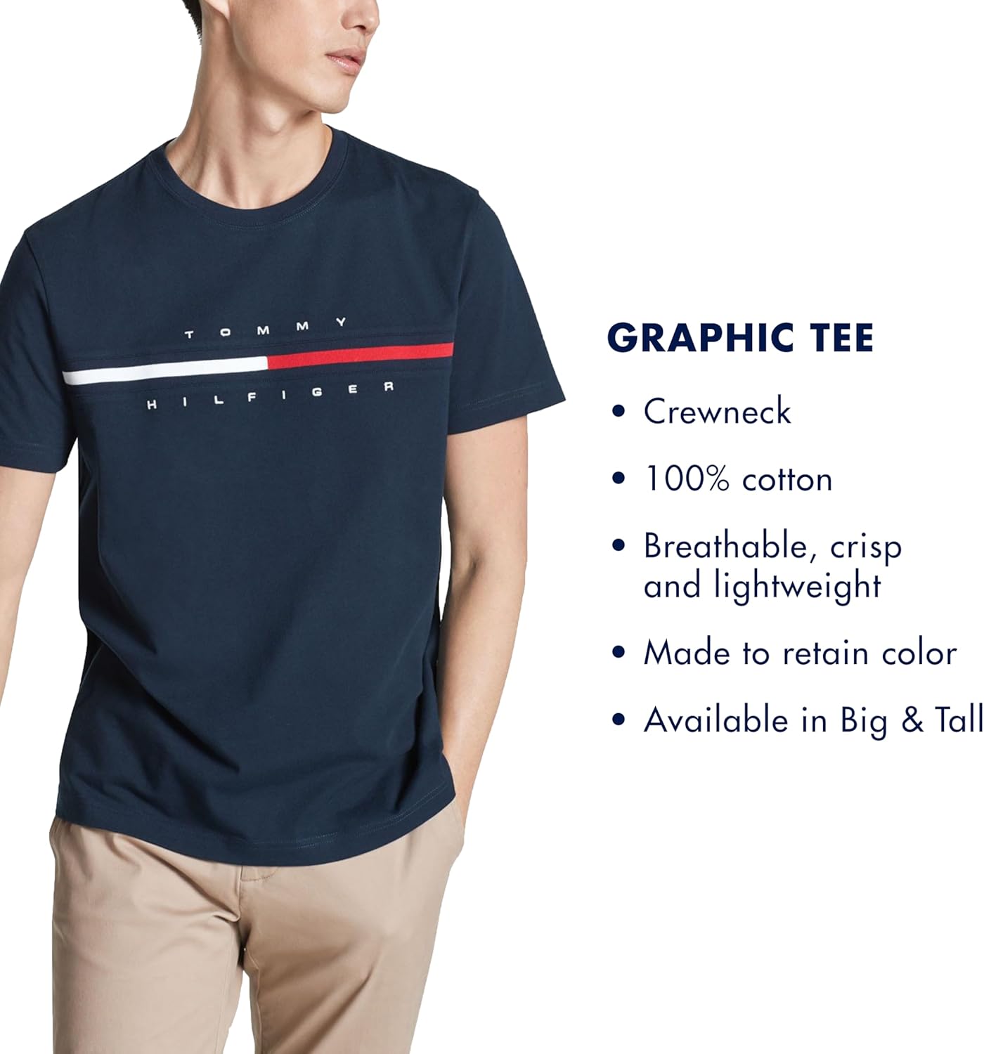 Мужская футболка с коротким рукавом и логотипом Tommy Hilfiger, Sky Captain — фото 4