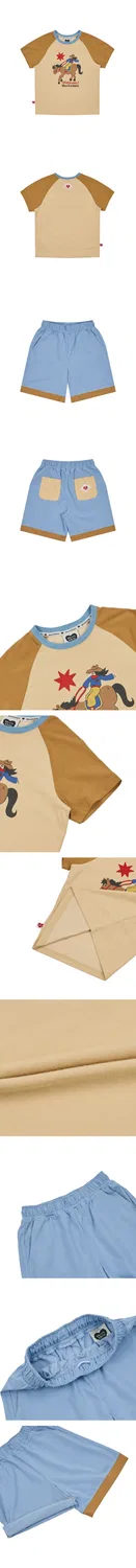 Детский комплект из футболки и шорт Cowboy Color Block, бежевый, от Belita&Boys — фото 3