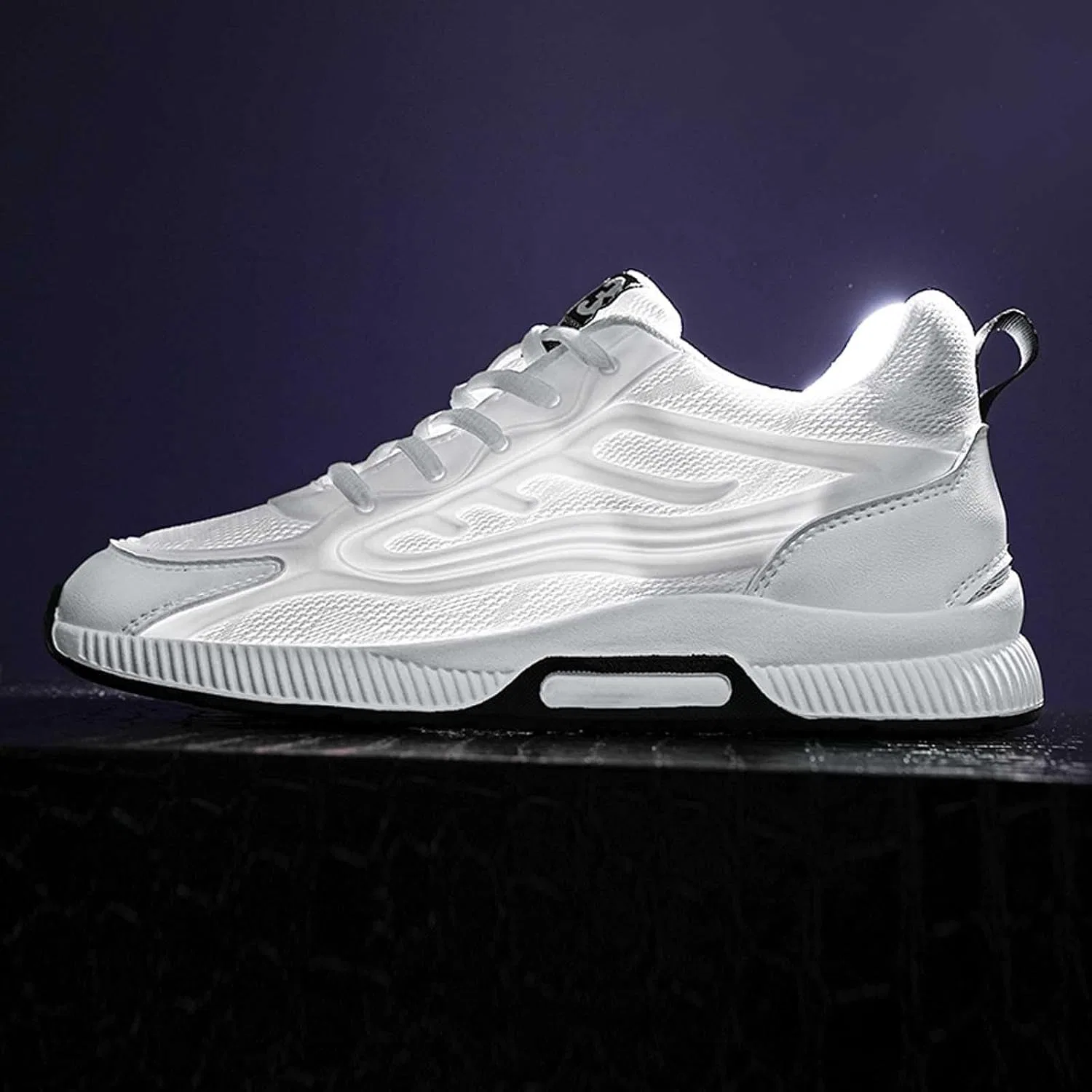 Generisch Sneaker Herren Schuhe Produkttyp Мужские кроссовки - Modische einfarbige Mesh-Sneaker zum Schnüren für Paare Laufschuh-Design mit luftdurchlässigem Mesh leichte Alltags- Trainingstasche, Weiß — фото 3