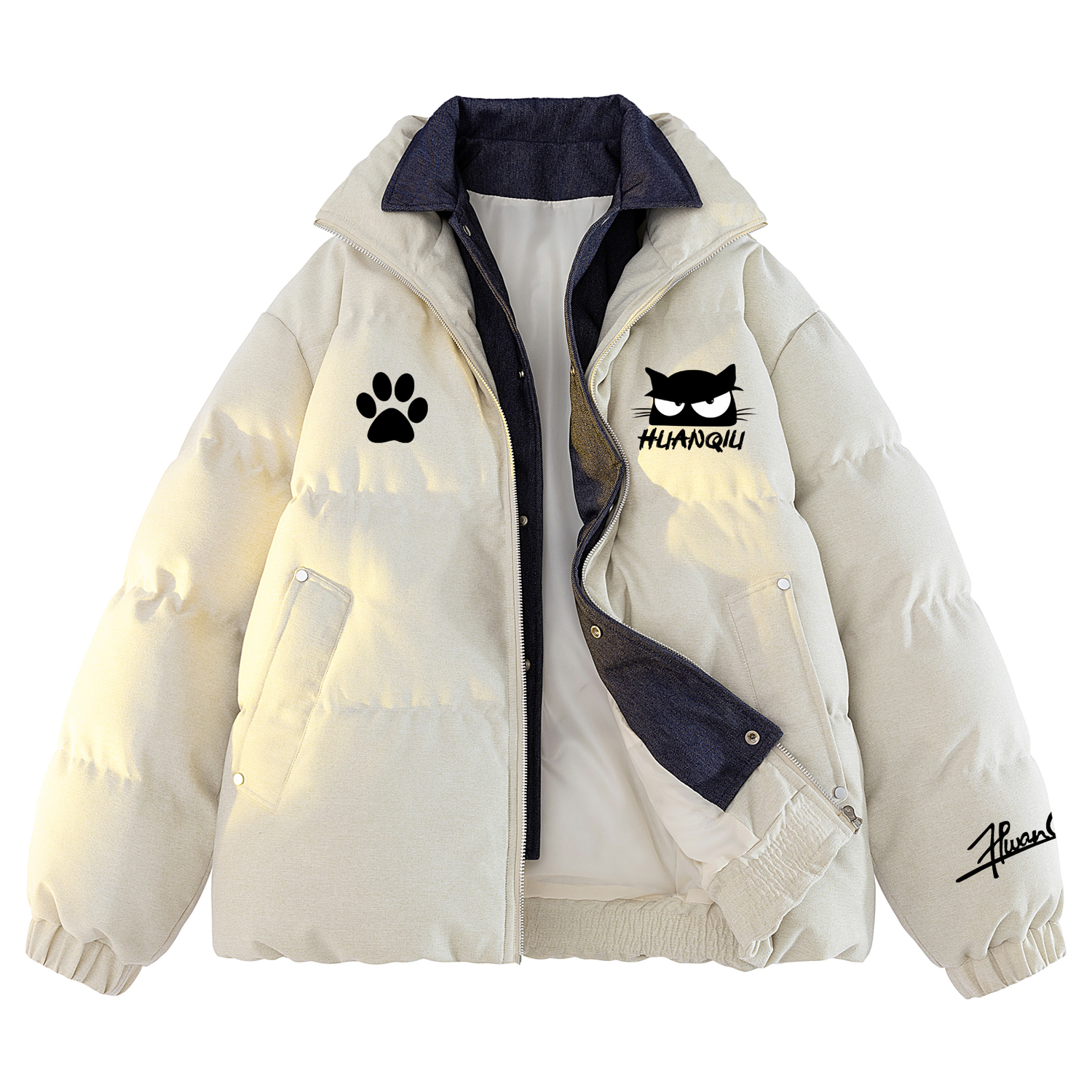 

Пуховик Unisex Stand Collar Thickened HUANQIU, экрю