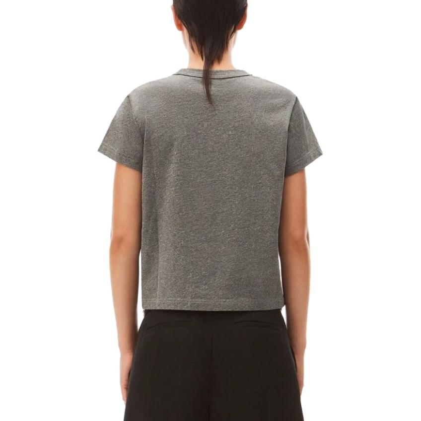 Футболка с пайетками и логотипом Puff в стиле Alexander Wang, серый — фото 4