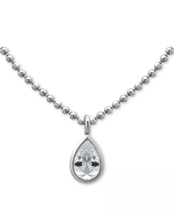 

Ожерелье с подвеской в форме груши, украшенное кубическим цирконием, из стерлингового серебра с 18-каратным золотом, 16 дюймов + 2-дюймовый удлинитель, создано для Macy's. Giani Bernini, silver