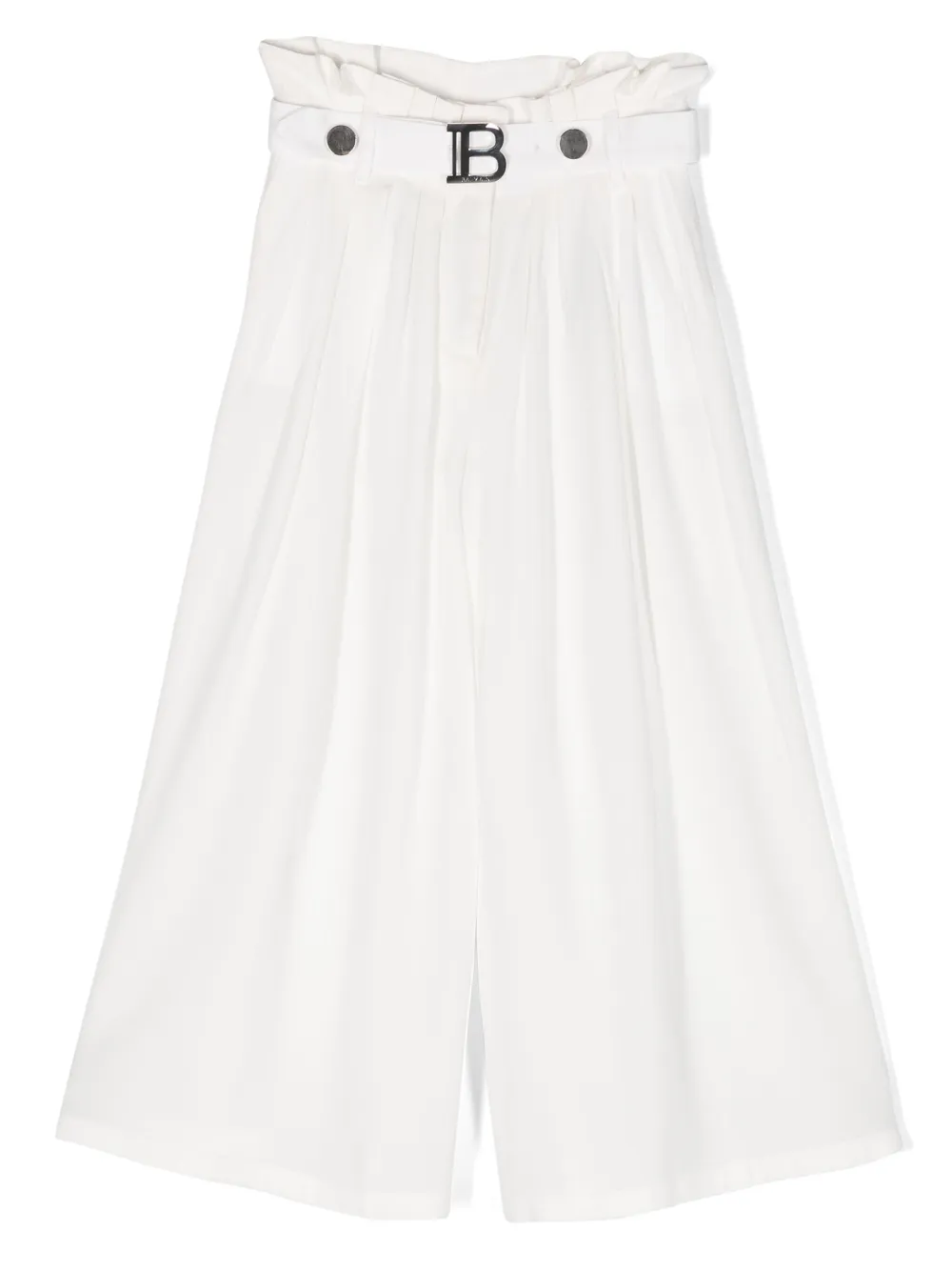 

Широкие брюки с присборенной талией Balmain Kids, белый
