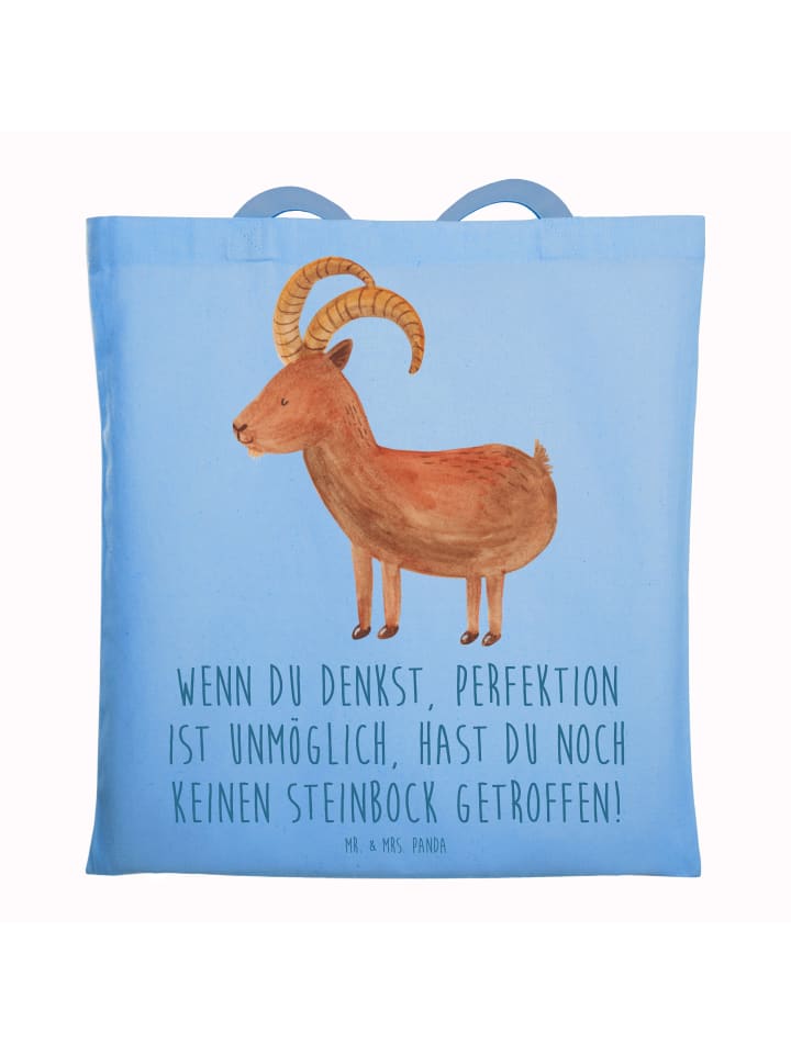 

Mr. & Mrs. Panda Тканевая сумка-шоппер «Совершенство Козерога» с надписью небесно-голубого цвета