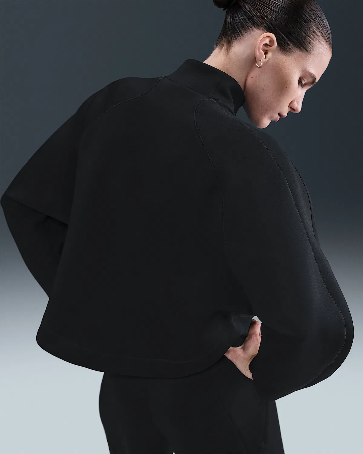 Женская футболка Nike Universa Dri-FIT с четверть-застежкой, Black/Black/Dark Smoke Grey — фото 2