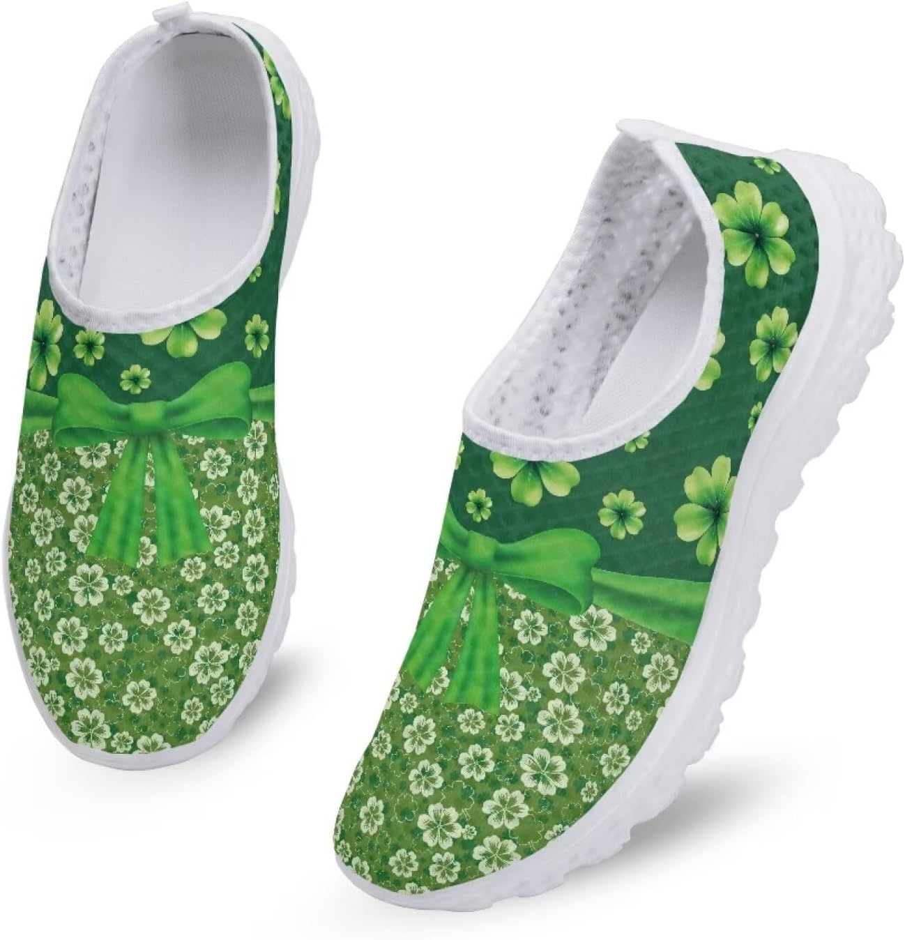 

Кроссовки Binienty для взрослых, слипоны Clipper для женщин и мужчин, удобная повседневная обувь для ходьбы и бега, St. Patrick's Day Bow