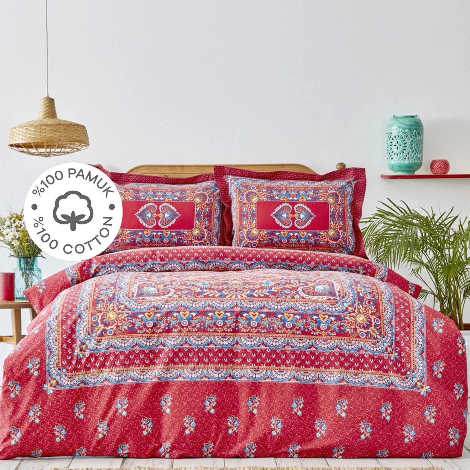 

Karaca Home Mihver Pano Красный Комплект постельного белья из 100 % хлопка