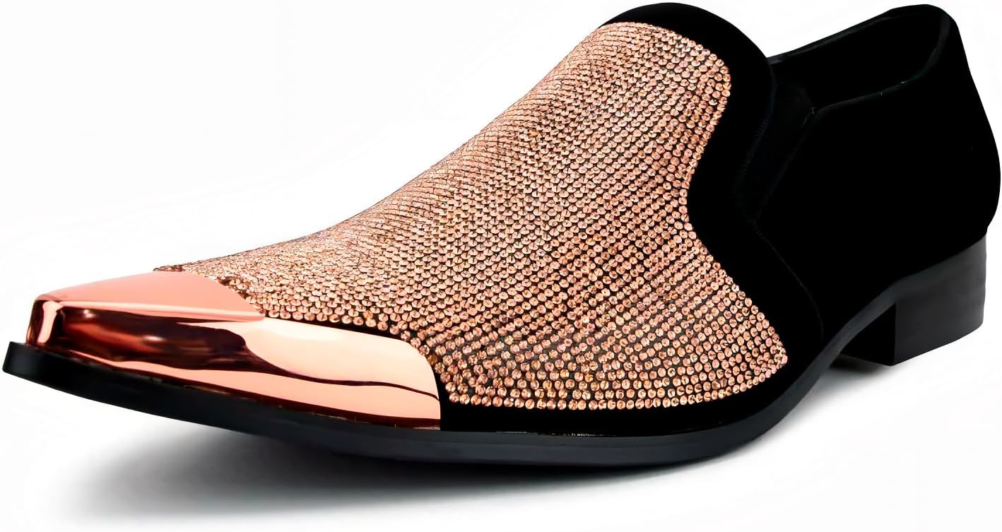 

Мужские классические лоферы Bolano x Amali с кристаллами, без шнурков, модель для смокинга, с заостренным носком и металлическим наконечником, размер больше, черный/розовый