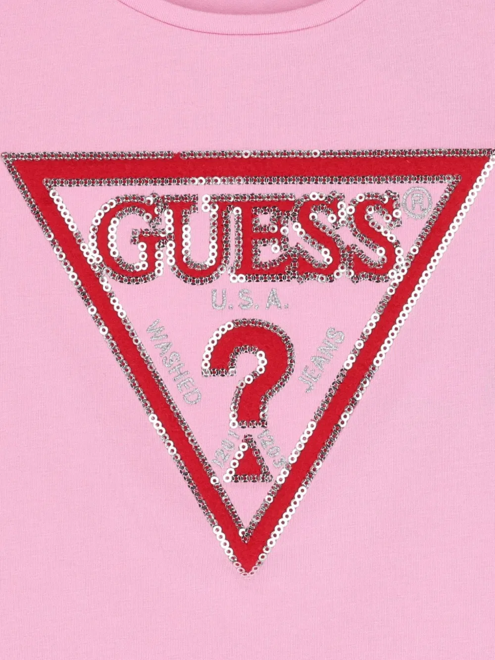Футболка с логотипом, украшенным пайетками Guess Kids, розовый — фото 3