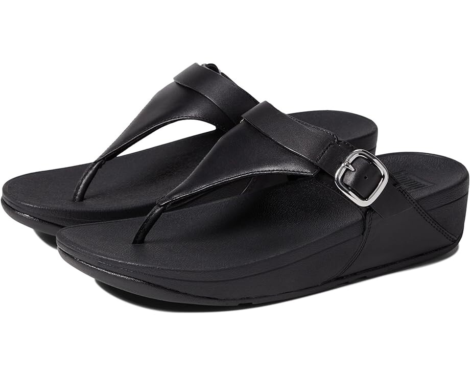 

Сандалии FitFlop Lulu Adjustable Leather Toe Post Sandals, черный