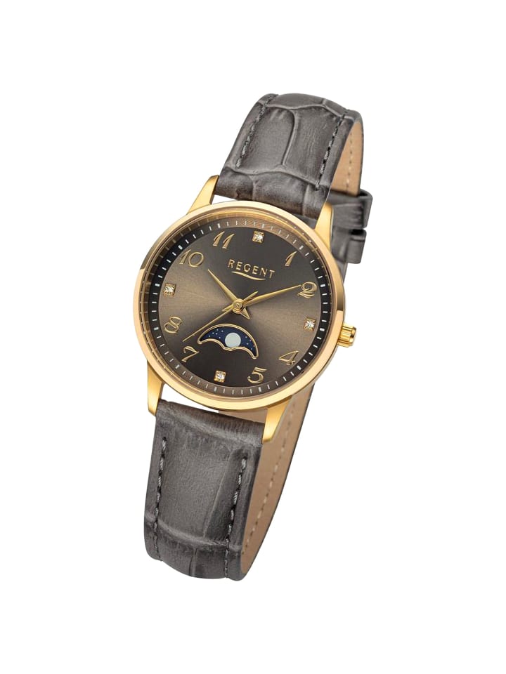 

Наручные часы Regent с коричневым кожаным ремешком, увеличенного размера (примерно 31,5 мм)