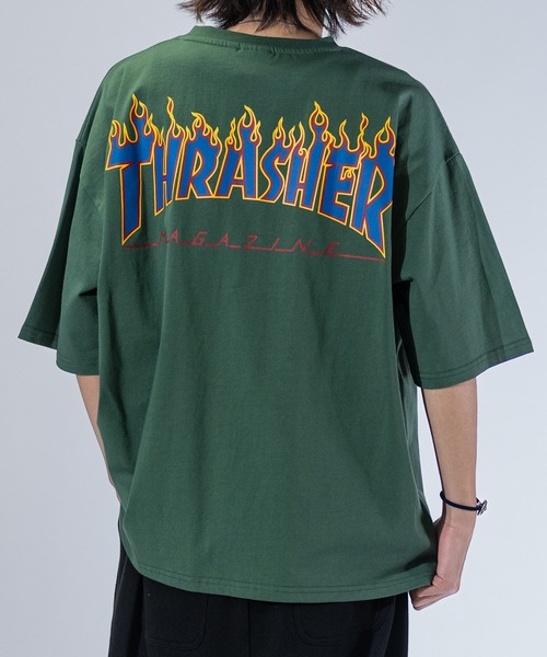 

Футболка с логотипом, разнообразный узор, крупный силуэт THRASHER, разноцветная