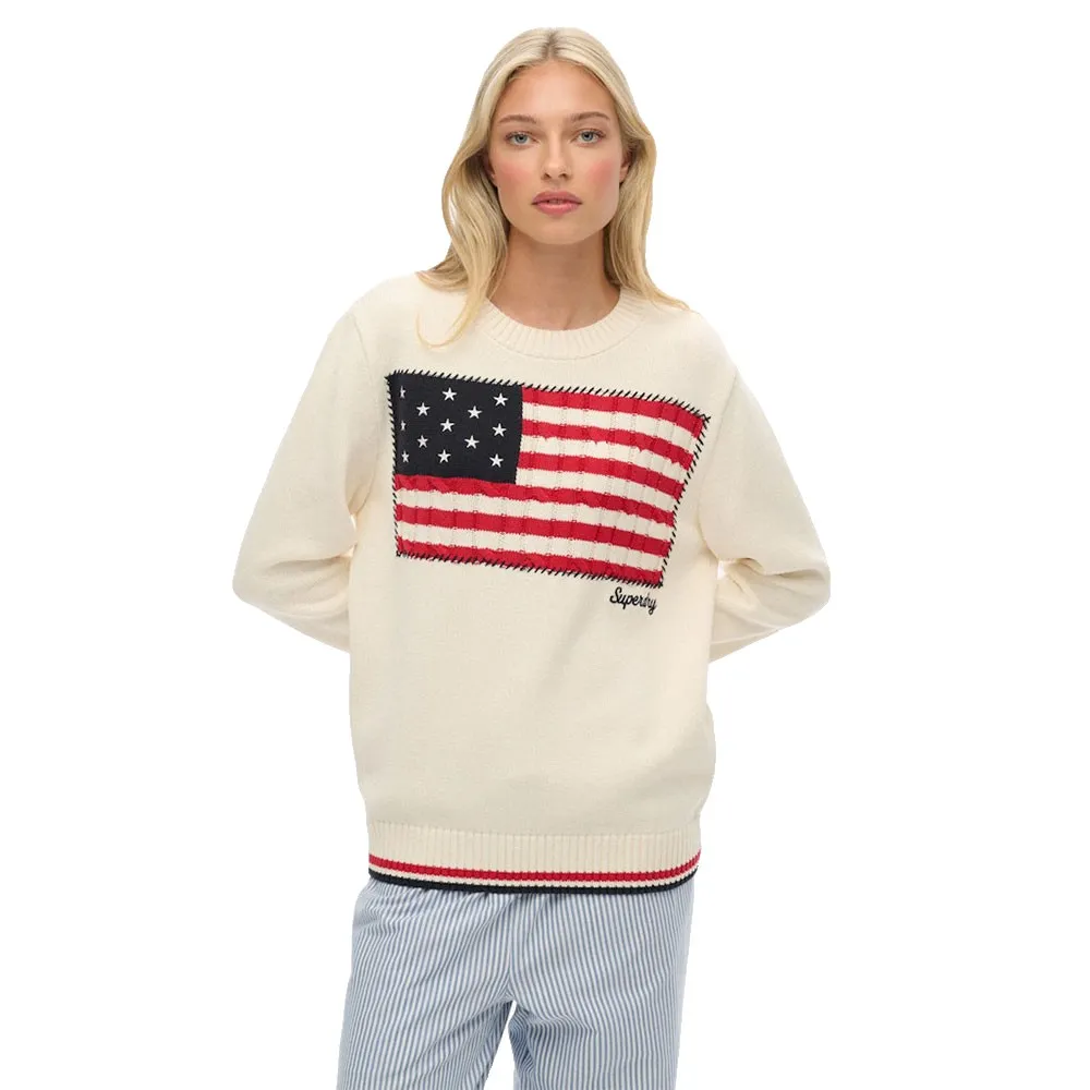

Свитер Superdry Americana Flag Crew, бежевый