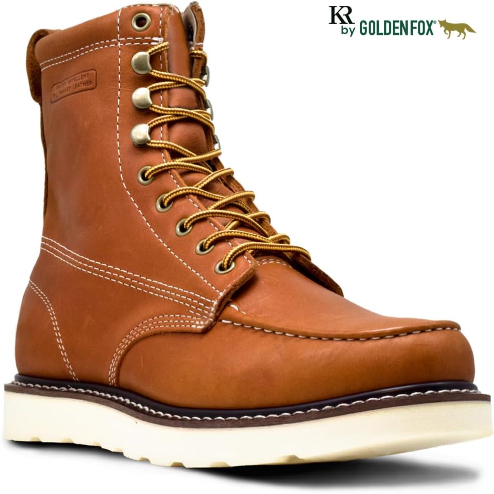 Мужские ботинки Golden Fox 8 с мягкой кожаной подошвой, удобные, конструкция Goodyear Welt, для промышленного использования, для железнодорожников King Rocks, Brun-6 — фото 2