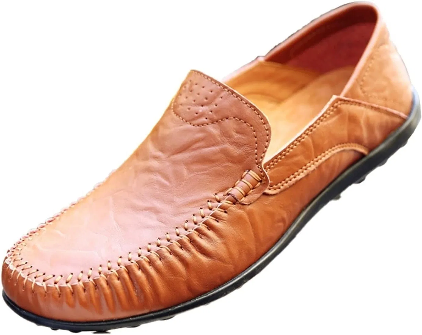 Лоферы кожаные Moccasins Loafers, Красновато-коричневый