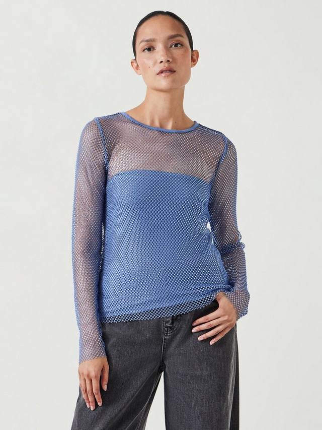 

Топ из блестящей сетки una HUSH, цвет Dusty Blue