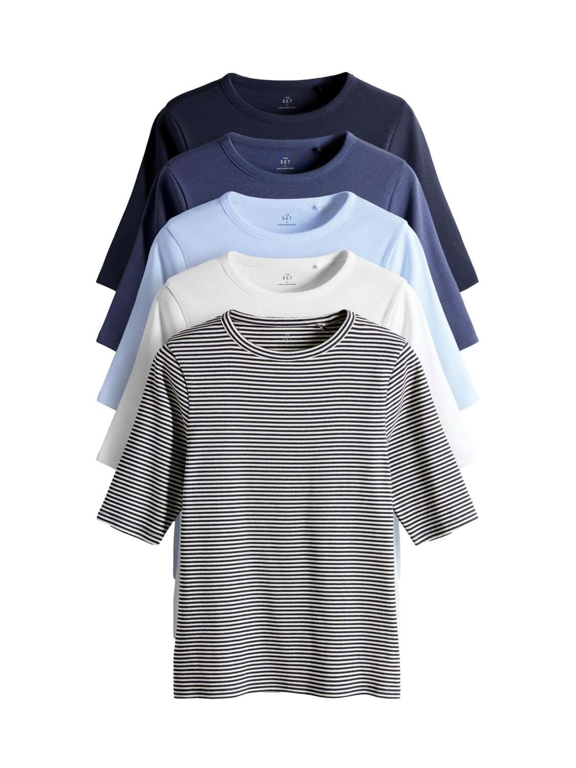 

The Set Лонгслив в цвете Blue, Night Blue, White