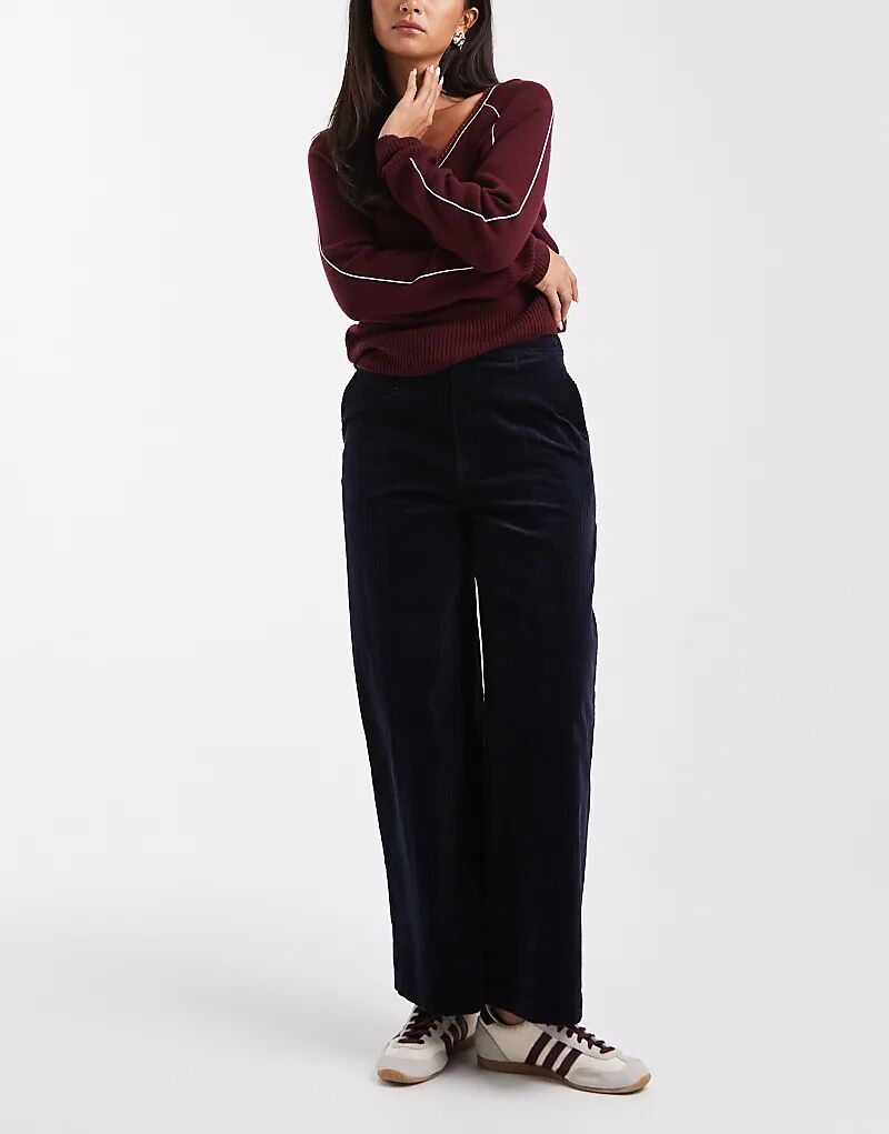 

Широкие вельветовые брюки-грейзеры ASOS DESIGN темно-синего цвета