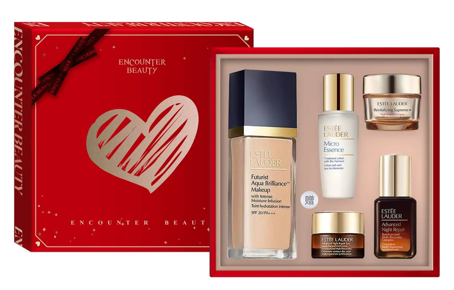 Подарочный набор Estée Lauder: тональная основа Futurist Aqua Brilliance #2CO, 30 мл + 4 миниатюры средств — фото 2
