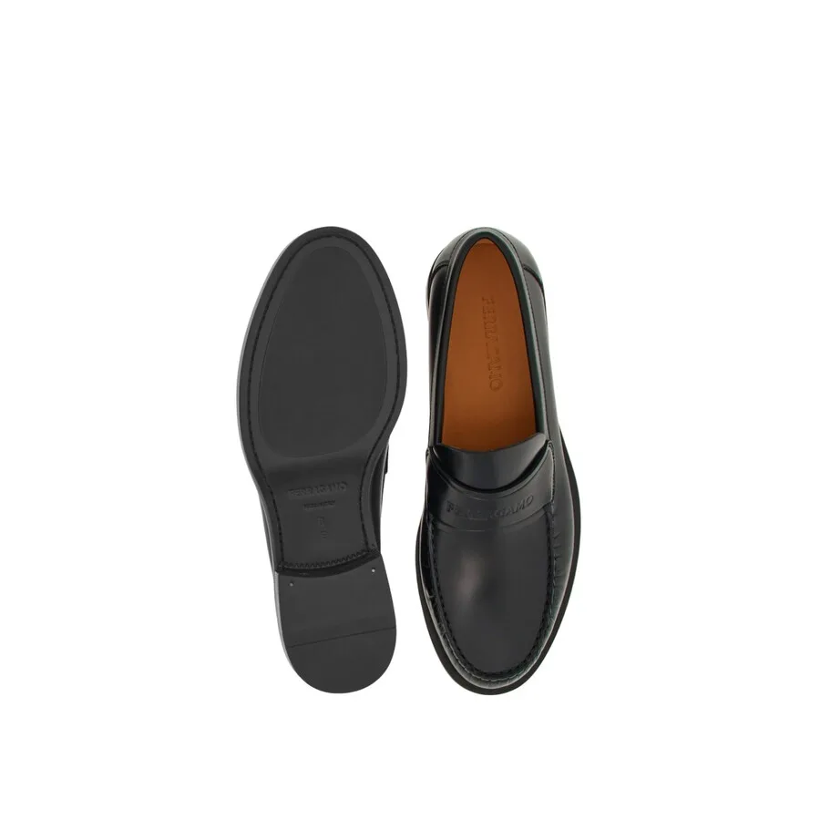 Кожаные лоферы Ferragamo Fort Signature, черный — фото 4